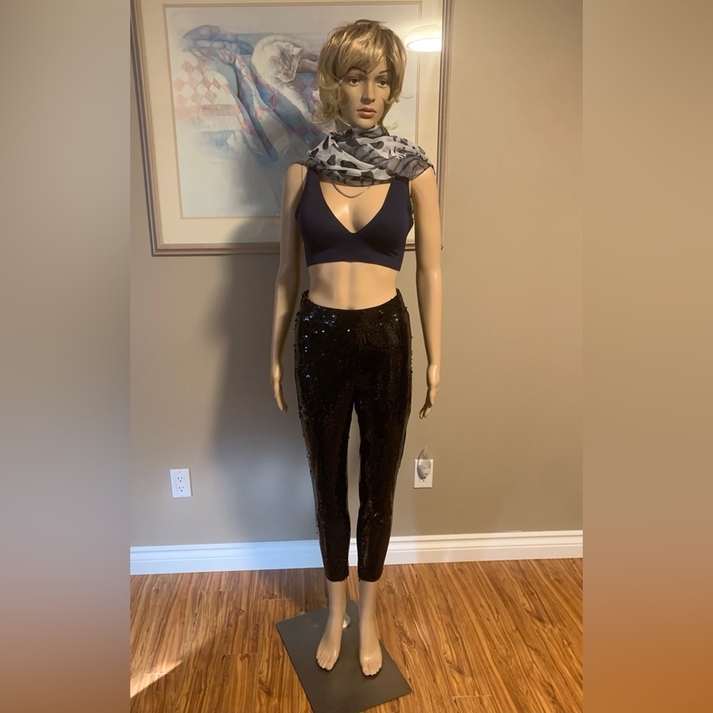 NWOT Michael Kors Sequined Pants small black
